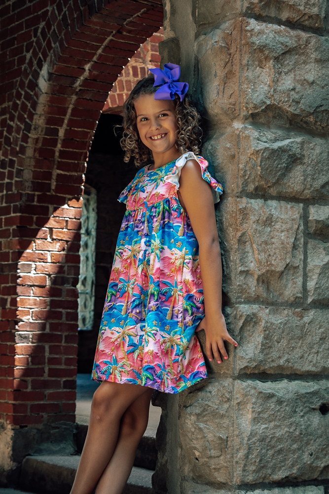 Embroidered Palm Tree Milk Silk Flutter Dress 12-18 Month