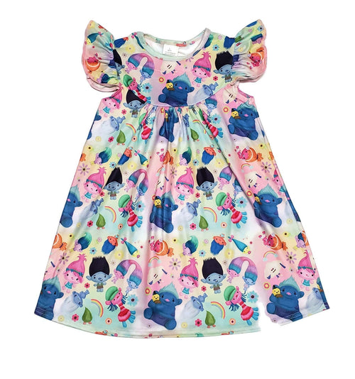 Trolls Inspired Milk Silk Flutter Dress - Great Lakes Kids Apparel LLC