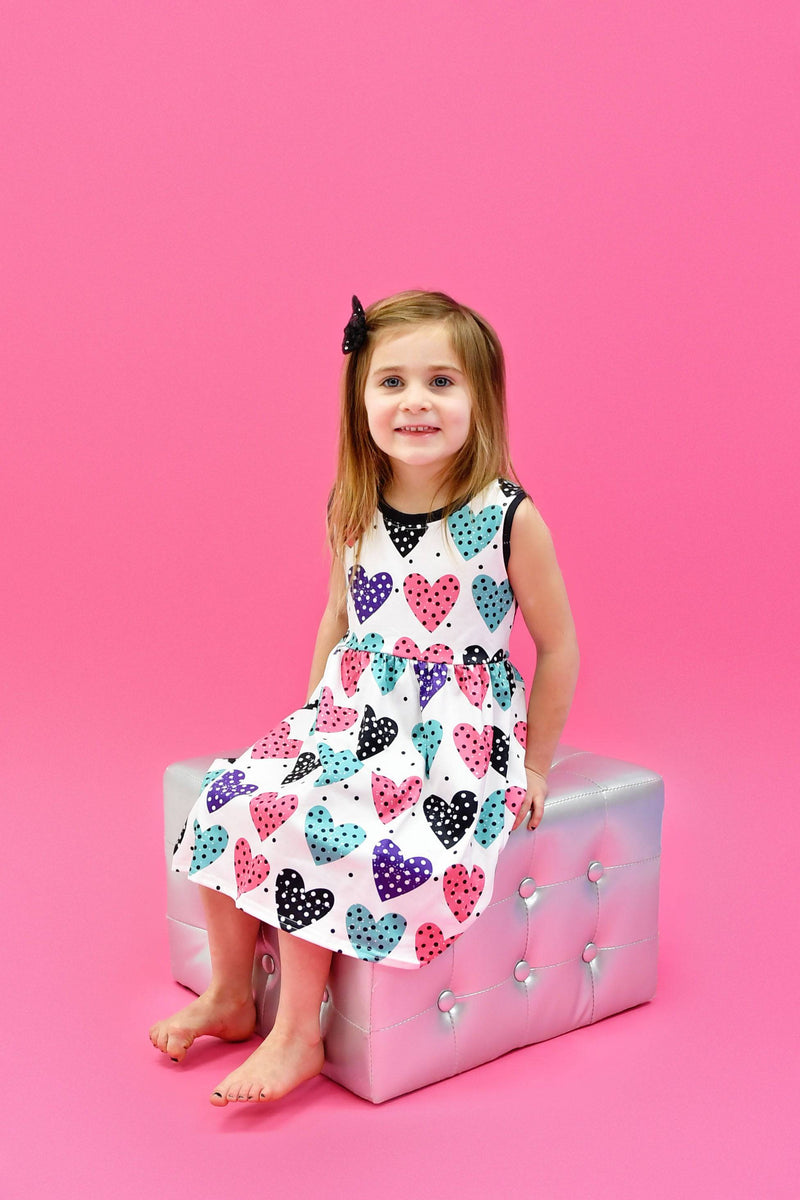 Polka Dot Heart Milk Silk Tank Dress - Great Lakes Kids Apparel LLC
