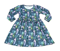 Neon Halloween Long Sleeve Milk Silk Dress