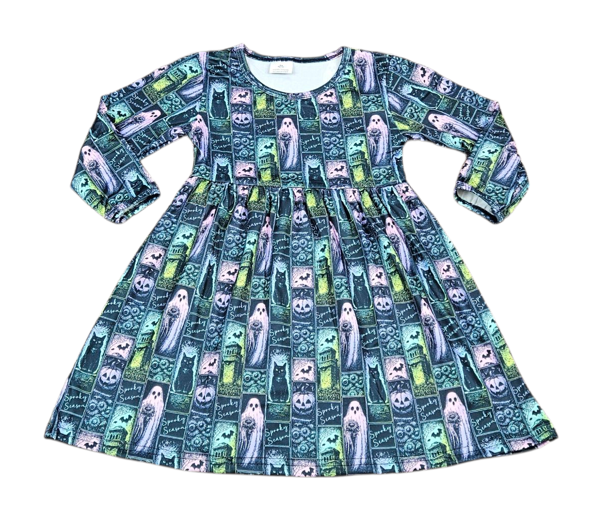 Neon Halloween Long Sleeve Milk Silk Dress