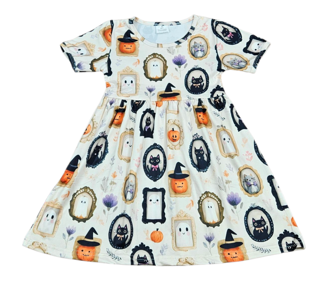 Picture Perfect Halloween Short Sleeve Milk Silk Dress