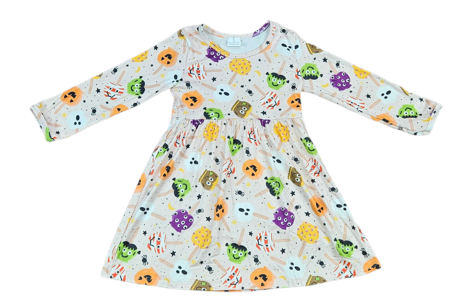 Spooky Candy Apple Long Sleeve Milk Silk Dress