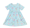 Pastel Snow Globe Short Sleeve Milk Silk Dress