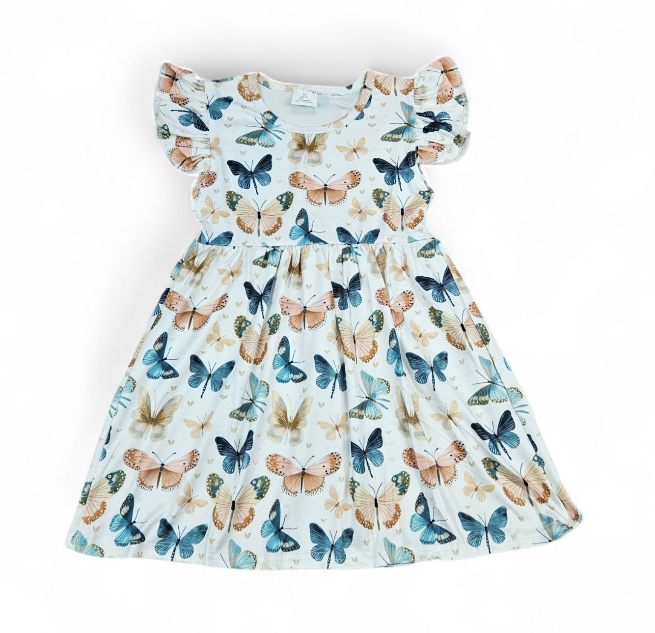 Neutral Butterfly Milk Silk Dress