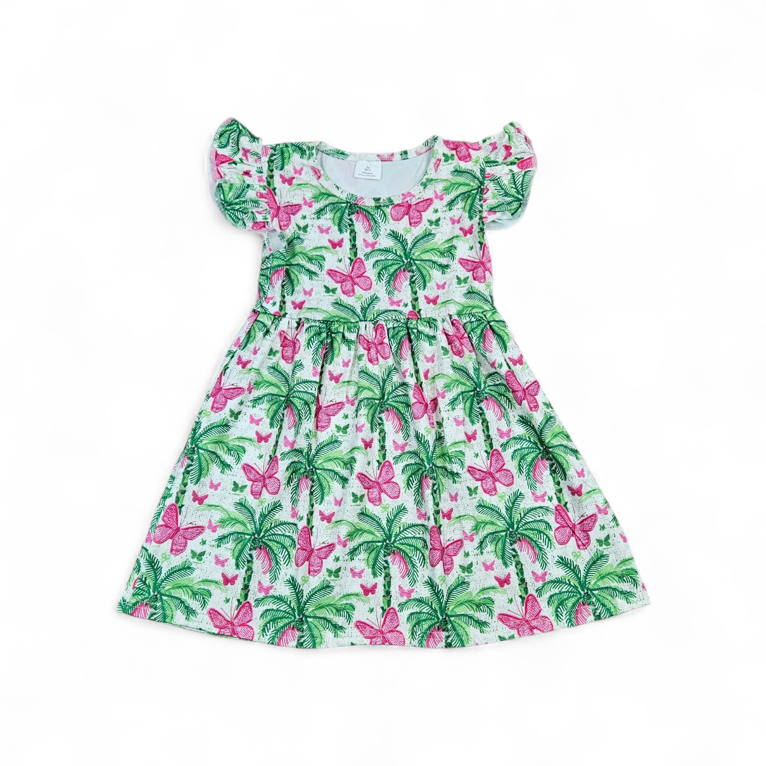 Tropical Butterfly Milk Silk Dress