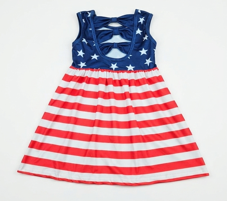 Flag bow back Milk Silk Tank Dress