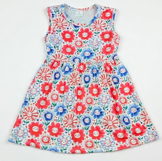 Happy Red, White and Blue Milk Silk Tank Dress