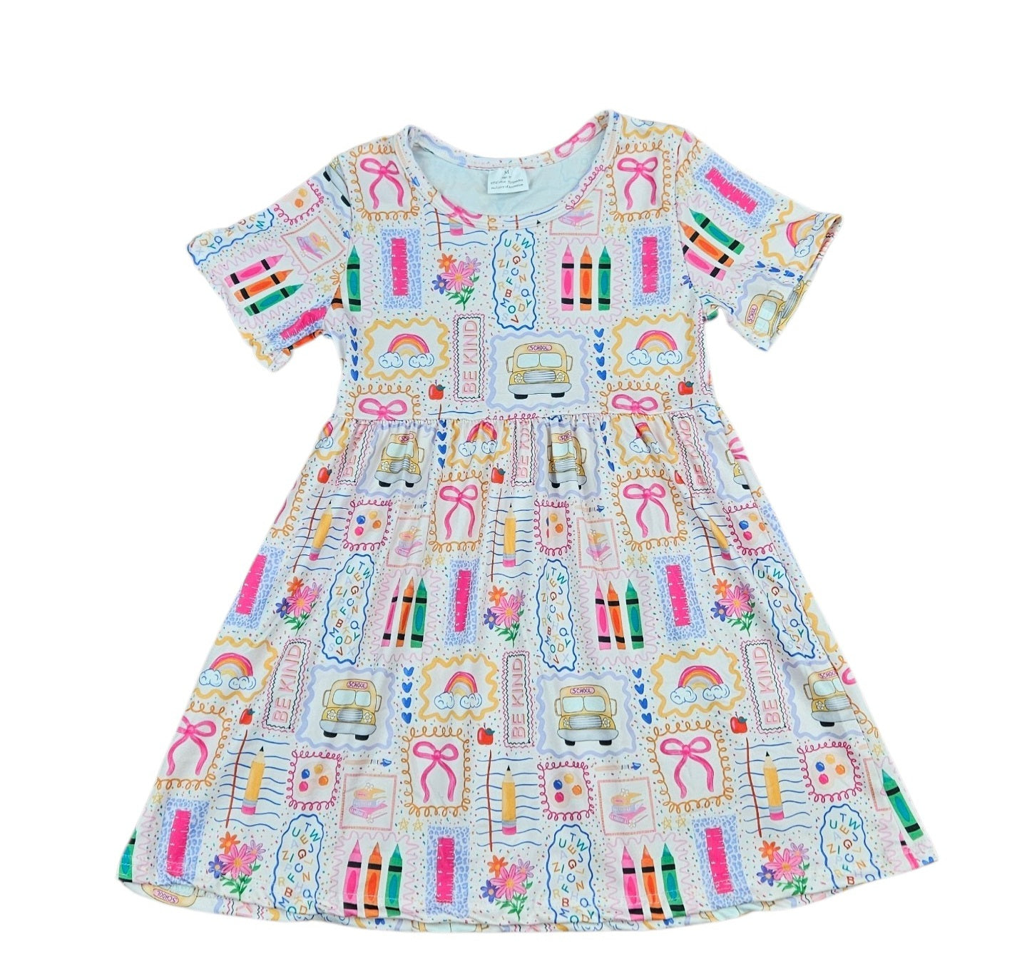 New School Year Short Sleeve Milk Silk Dress