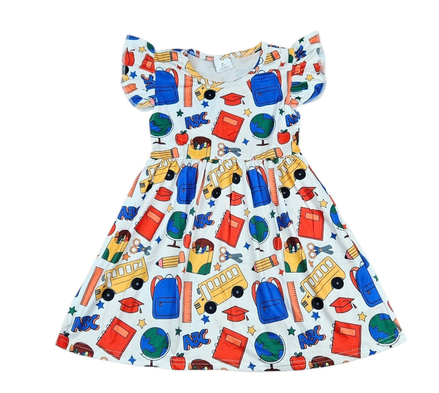 Let's Learn Milk Silk Flutter Dress
