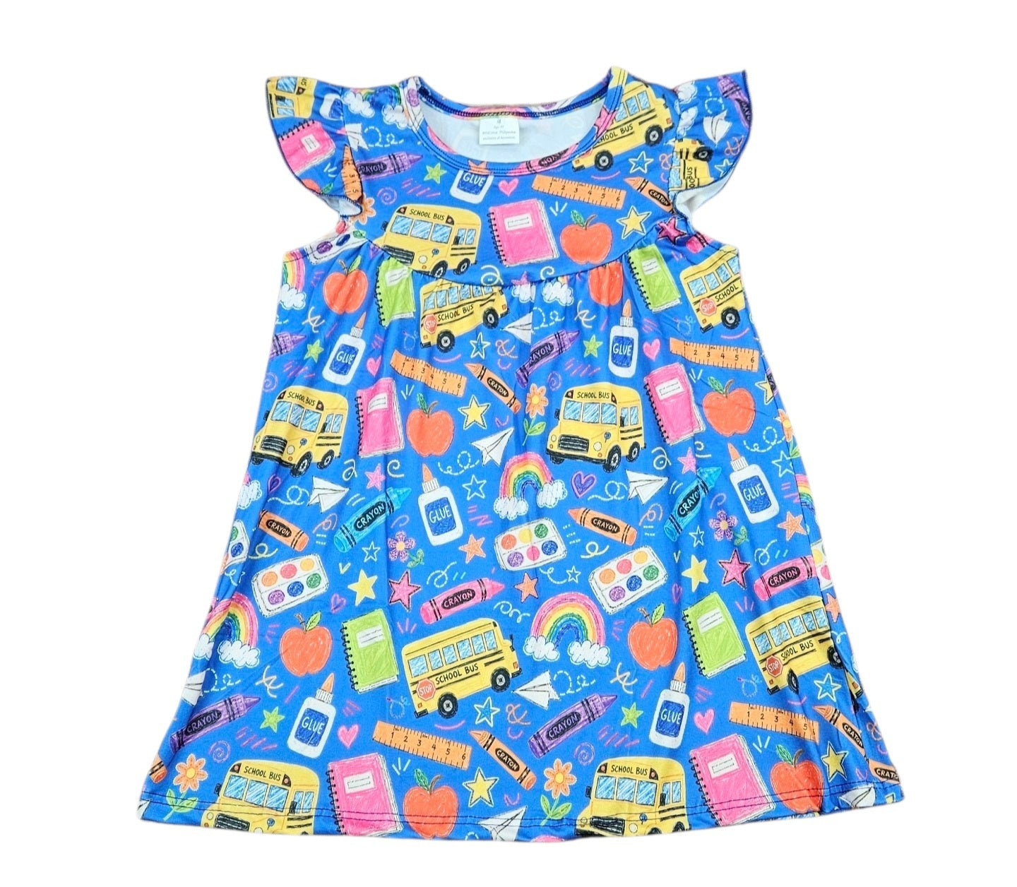 Blue Back To School Milk Silk Flutter Dress