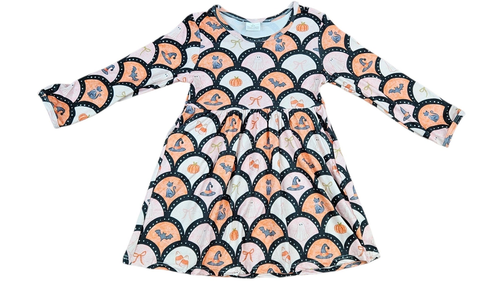 Not So Spooky Nights Long Sleeve Milk Silk Dress