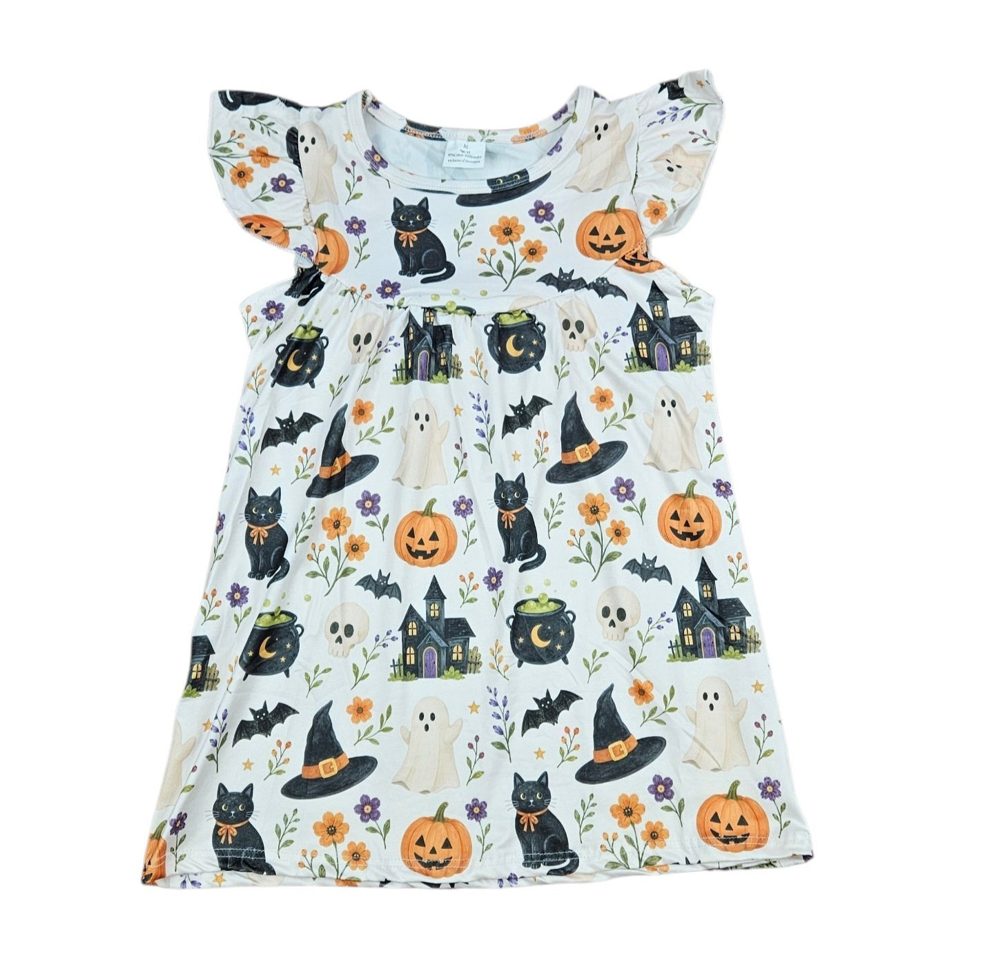 Happy Haunts Milk Silk Flutter Dress