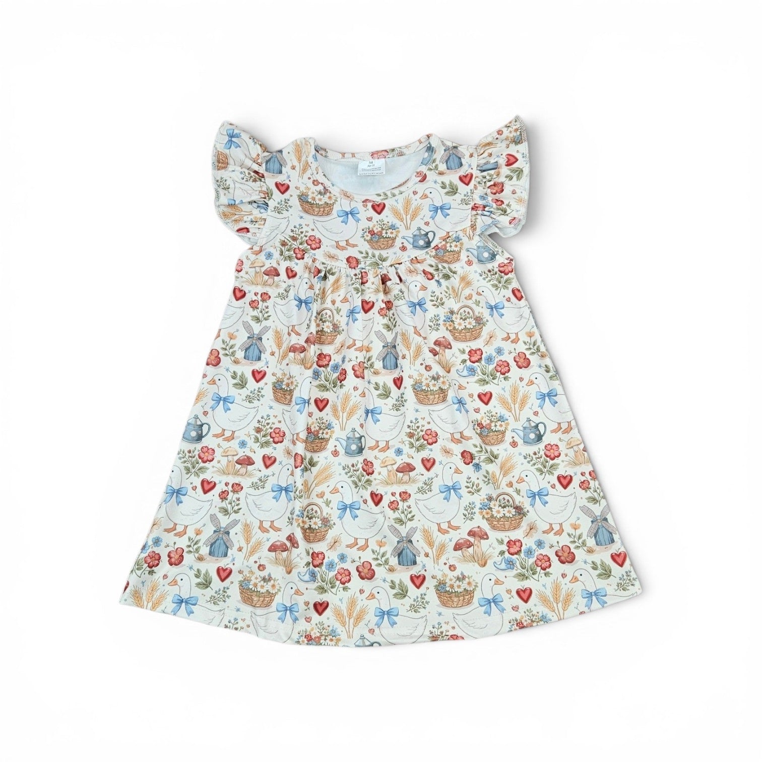Goose Milk Silk Flutter Dress