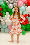 Santa's Little Helper Long Sleeve Milk Silk Dress - Great Lakes Kids Apparel LLC