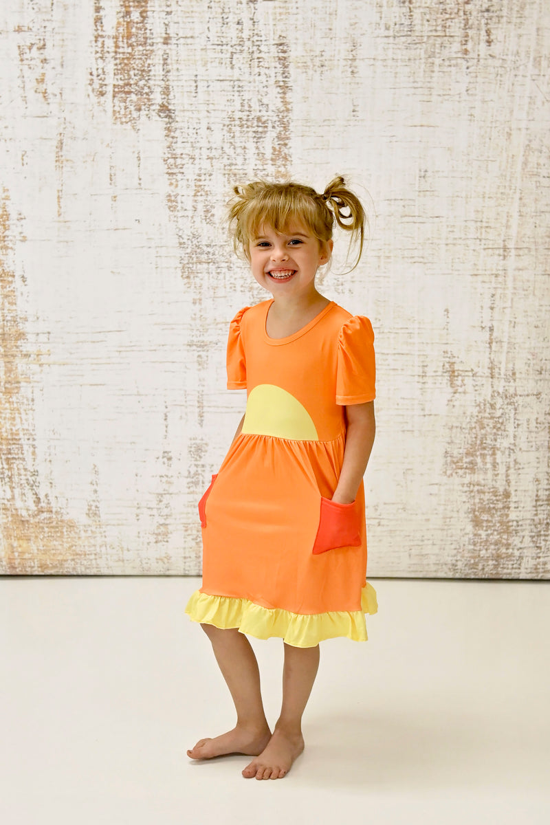Orange Dog Milk Silk Ruffle Dress - Great Lakes Kids Apparel LLC