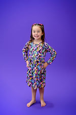 Bright Feather Long Sleeve Milk Silk Dress - Great Lakes Kids Apparel LLC