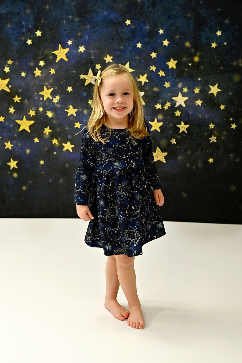 Celestial Long Sleeve Milk Silk Dress - Great Lakes Kids Apparel LLC