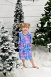 Pretty Ombre Snowflake Long Sleeve Pocket Milk Silk Dress - Great Lakes Kids Apparel LLC