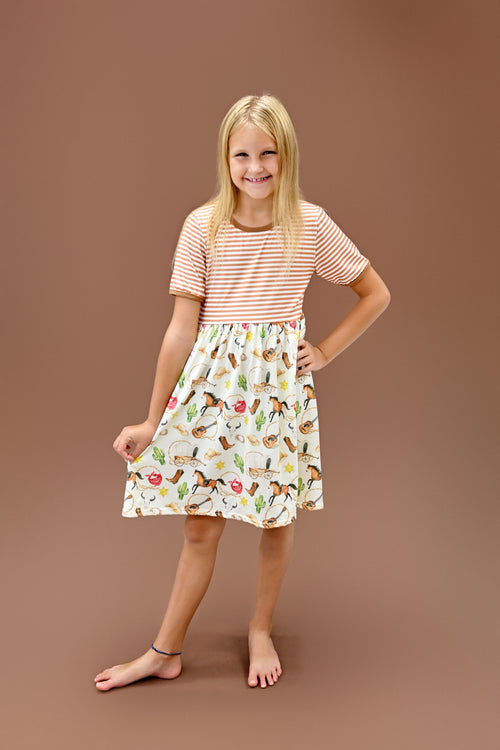 Ole Town Road Short Sleeve Milk Silk Dress - Great Lakes Kids Apparel LLC