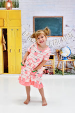 School Apple Short Sleeve Pocket Milk Silk Dress - Great Lakes Kids Apparel LLC