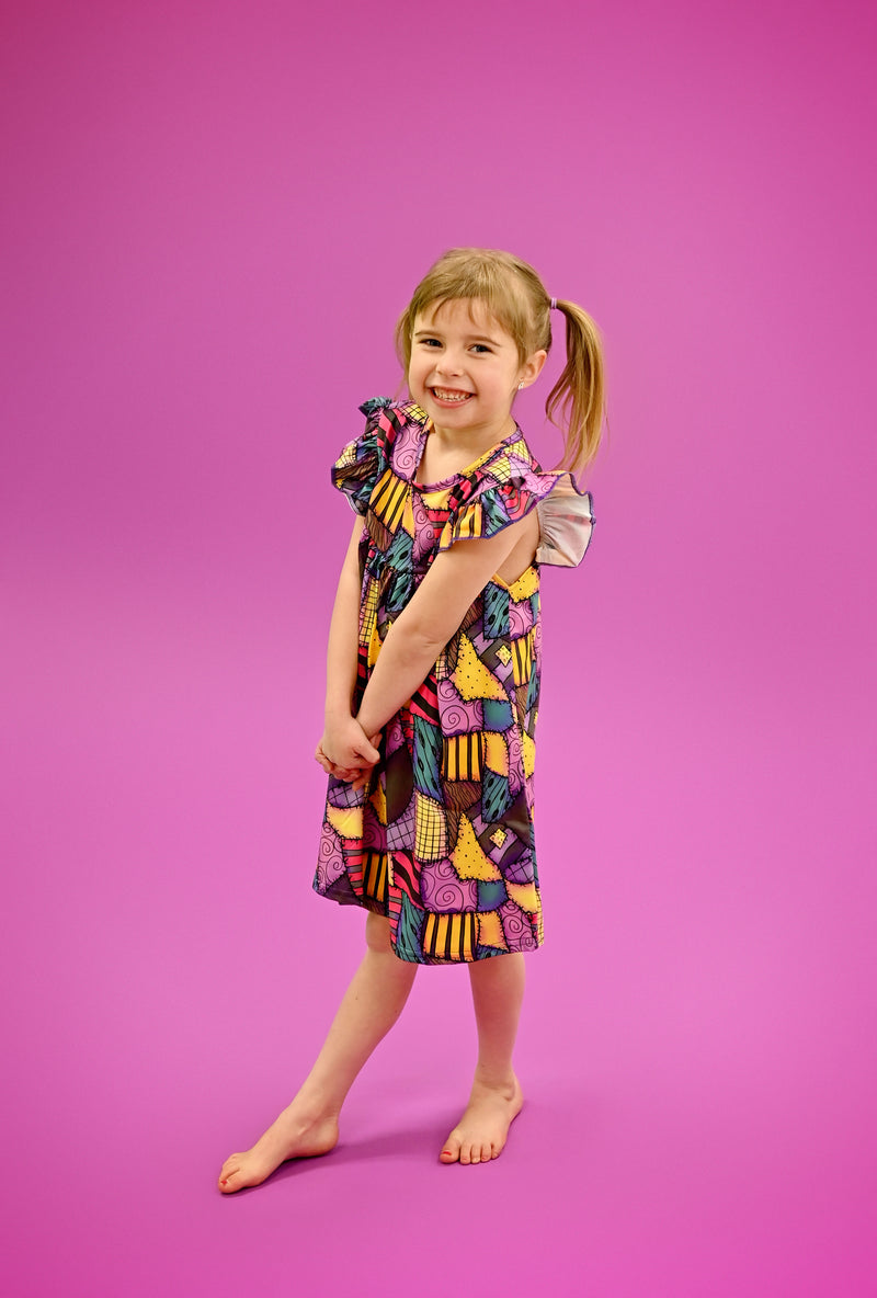 Patchwork Milk Silk Flutter Dress - Great Lakes Kids Apparel LLC