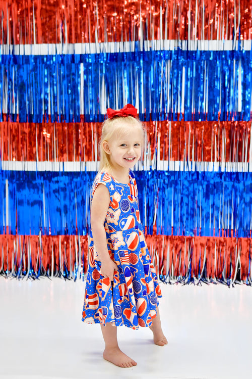 Patriotic Cookie Milk Silk Twirl Tank Dress - Great Lakes Kids Apparel LLC