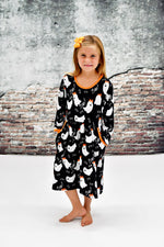 Cute Ghost Long Sleeve Pocket Milk Silk Dress - Great Lakes Kids Apparel LLC