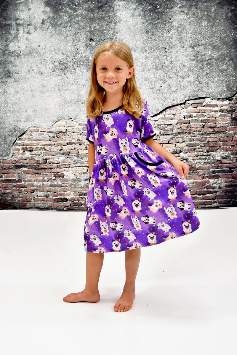 Ghost Dogs Short Sleeve Pocket Dress - Great Lakes Kids Apparel LLC