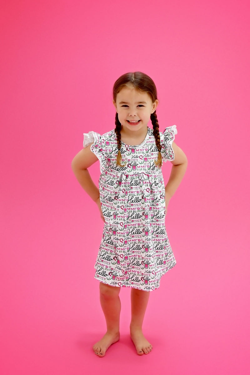 Hello Summer Milk Silk Flutter Dress - Great Lakes Kids Apparel LLC