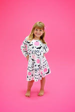 Pink Happy Halloween Long Sleeve Milk Silk Dress - Great Lakes Kids Apparel LLC