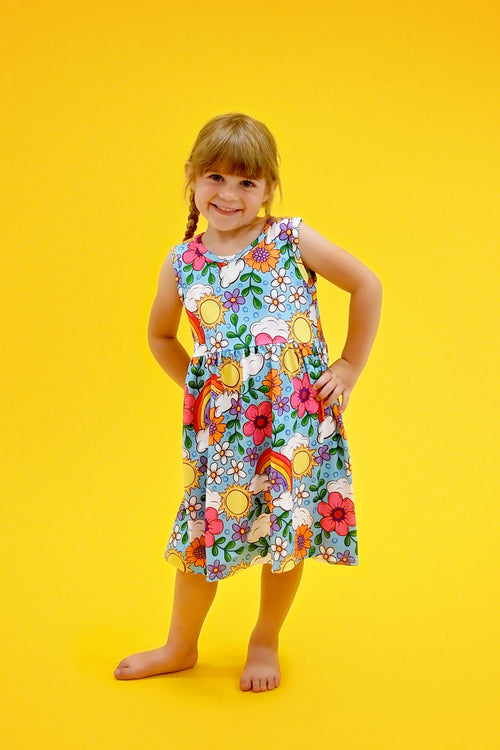 Rainbows and Sunshine Milk Silk Tank Dress - Great Lakes Kids Apparel LLC