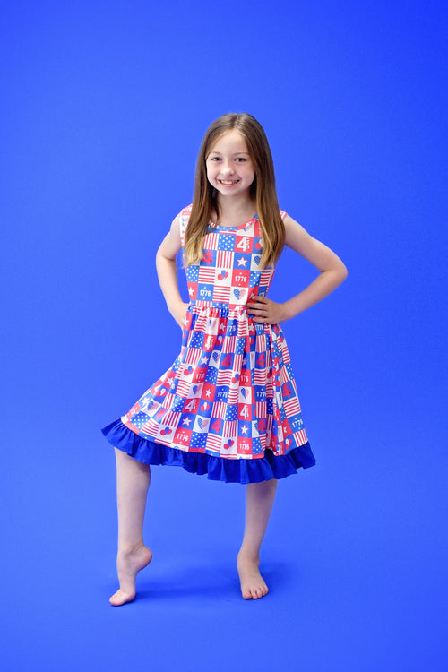 1776 Ruffle Milk Silk Tank Dress - Great Lakes Kids Apparel LLC