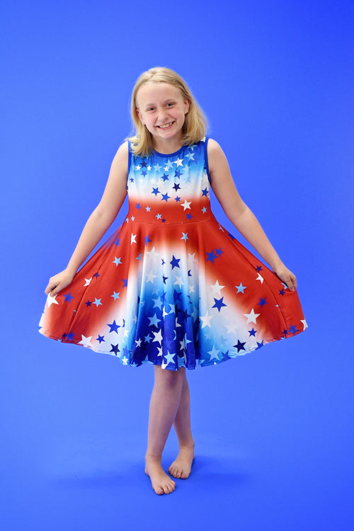 Ombre Star Milk Silk Twirl Dress - Great Lakes Kids Apparel LLC