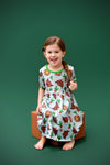 Fall Longhorn Short Sleeve Milk Silk Dress - Great Lakes Kids Apparel LLC