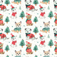 Christmas Puppies Long Sleeve Milk Silk Dress
