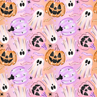 Cute Pastel Ghost and Pumpkin Short Sleeve Milk Silk Dres