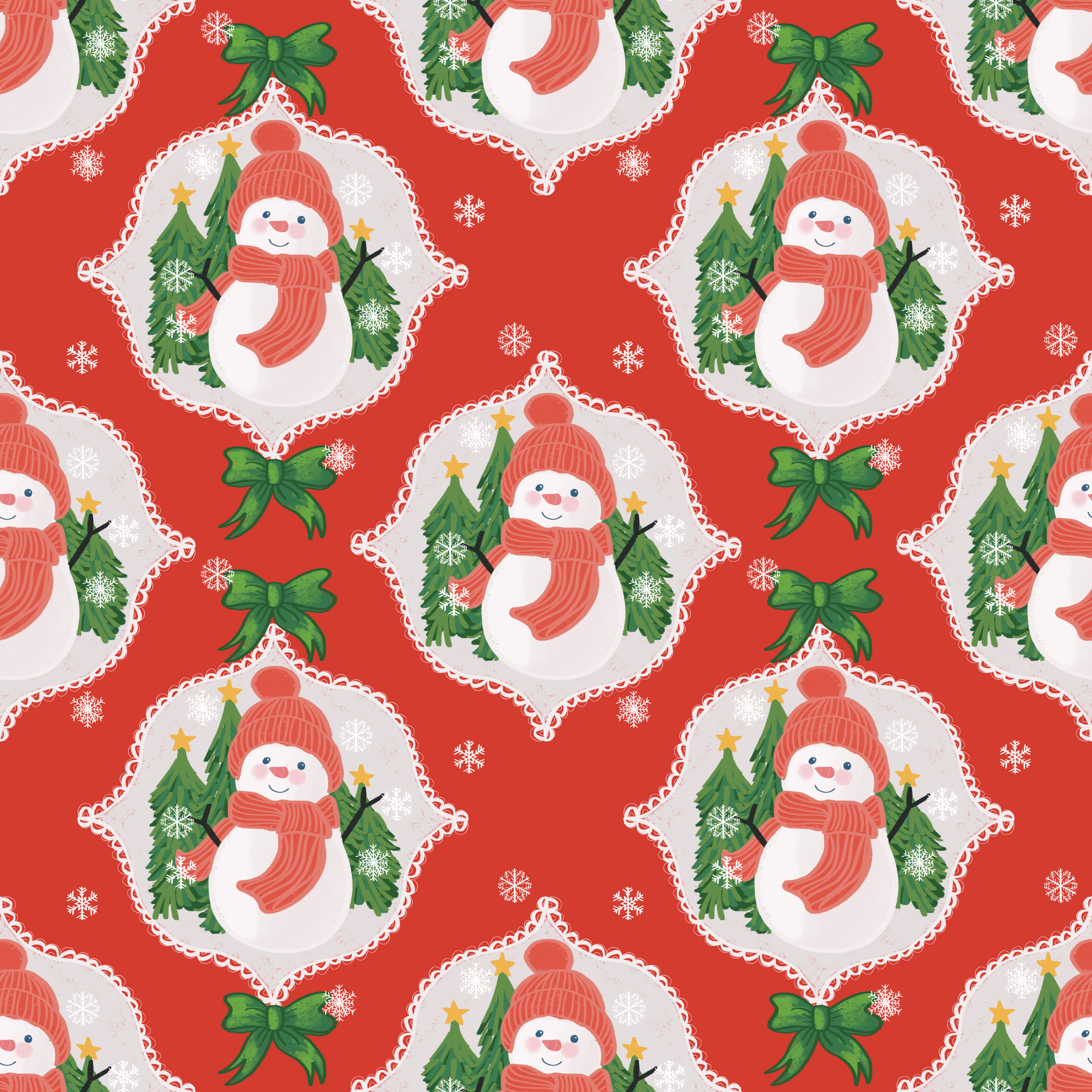 Winter Snowman Long Sleeve Milk Silk Dress