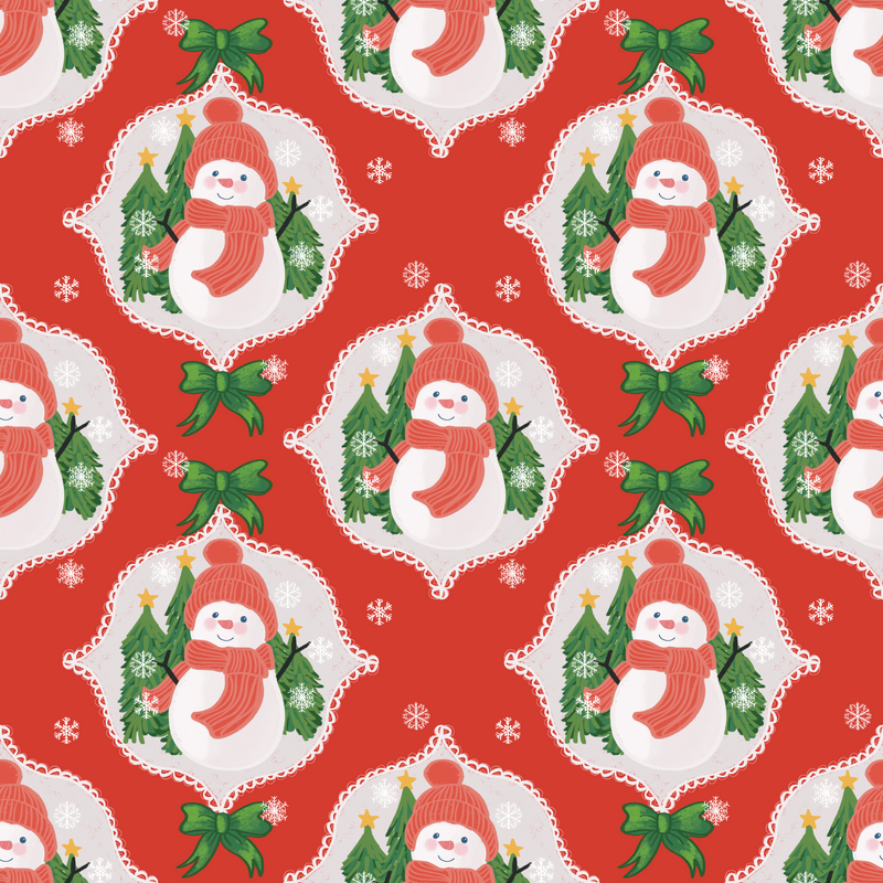 Winter Snowman Long Sleeve Milk Silk Dress