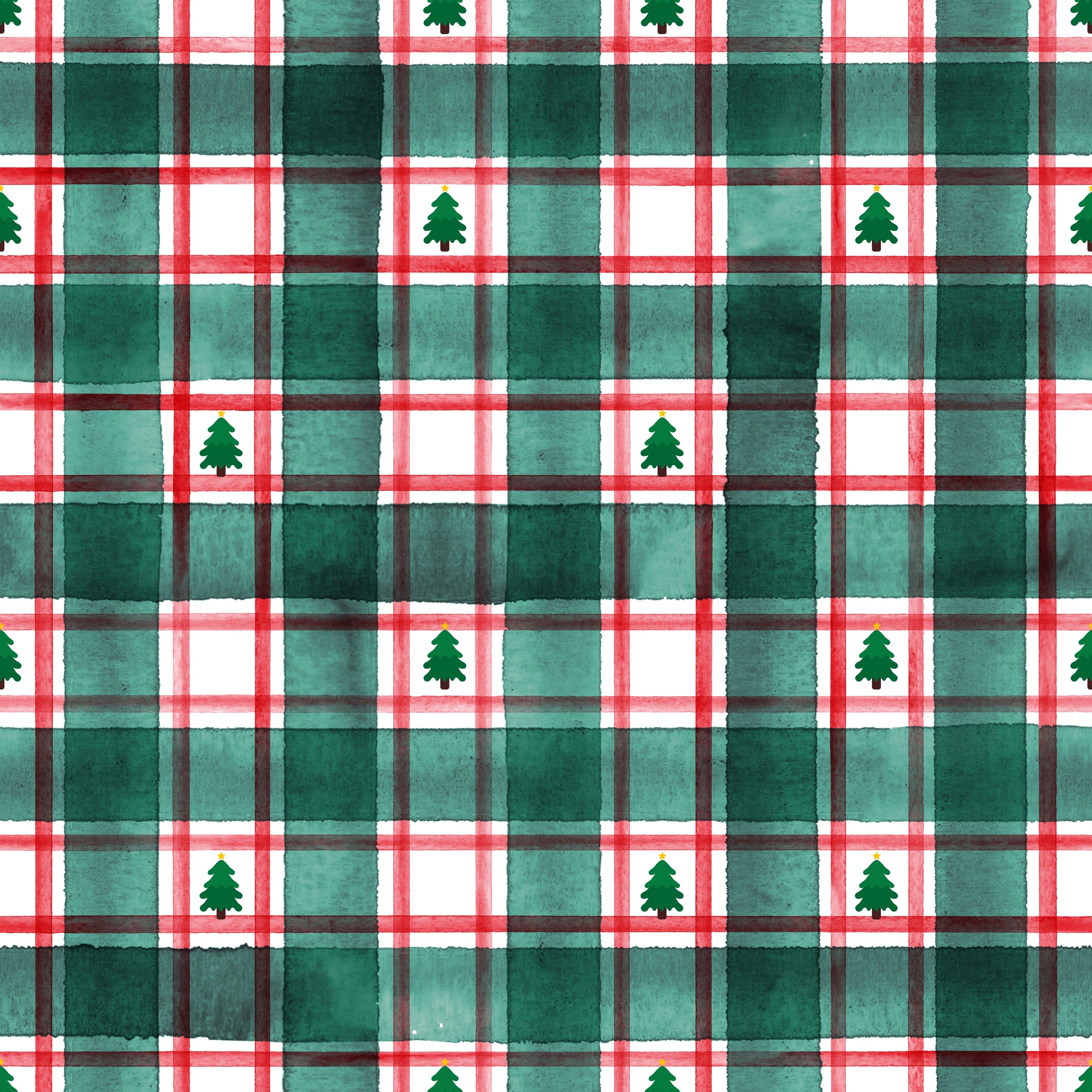 Plaid Christmas Tree Short Sleeve Milk Silk Dress
