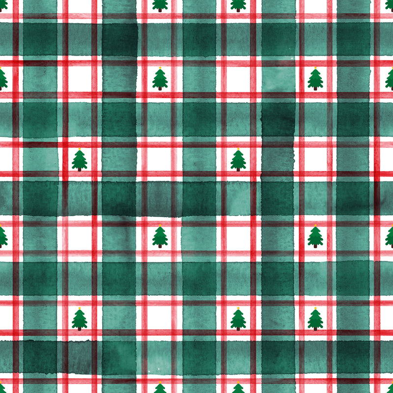 Plaid Christmas Tree Short Sleeve Milk Silk Dress