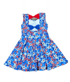 Patriotic Floral Bow Back Milk Silk Dress - Great Lakes Kids Apparel LLC