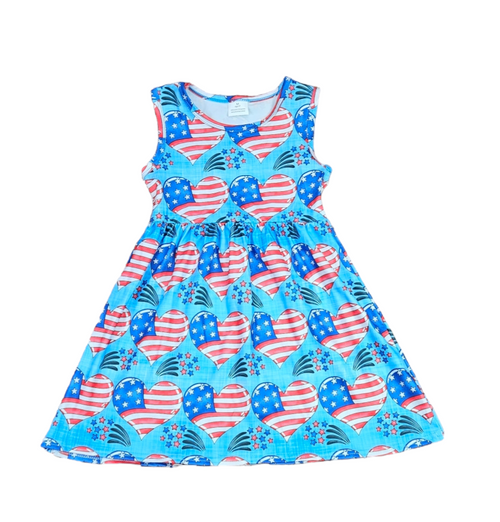 Heart Flag Milk Silk Tank Dress - Great Lakes Kids Apparel LLC