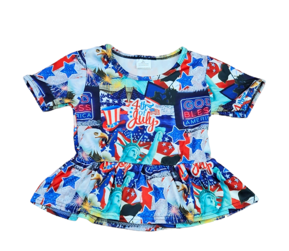 Neon 4th Milk Silk Peplum - Great Lakes Kids Apparel LLC