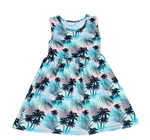Palm Tree Racer Back Milk Silk Tank Dress - Great Lakes Kids Apparel LLC