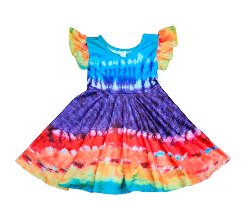 Tie Dye Twirl Milk Silk Dress - Great Lakes Kids Apparel LLC
