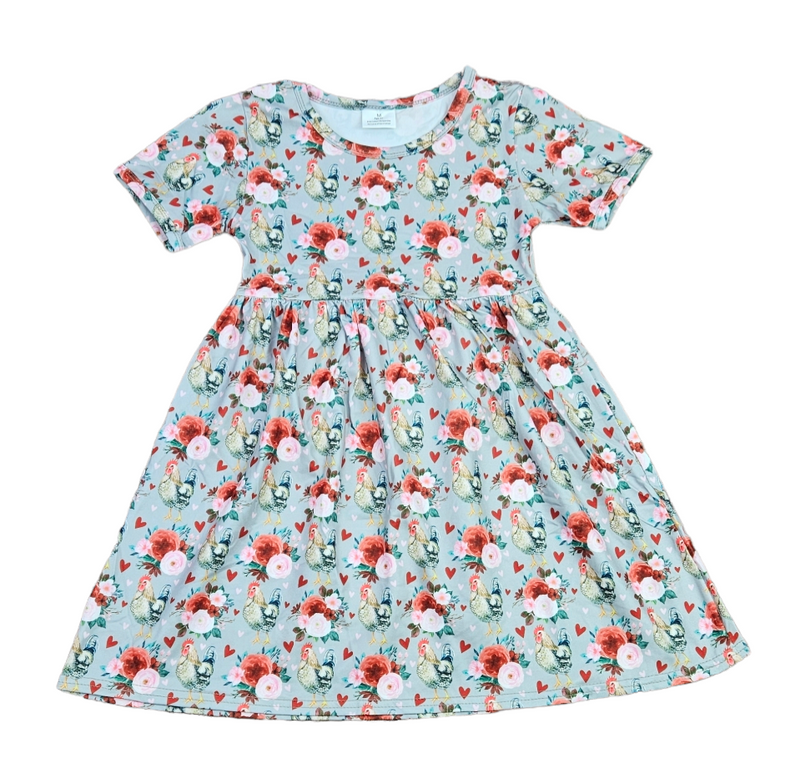 Poultry Love Short Sleeve Milk Silk Dress - Great Lakes Kids Apparel LLC