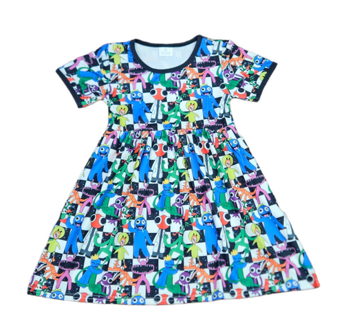 Rainbow Friends Short Sleeve Milk Silk Dress - Great Lakes Kids Apparel LLC