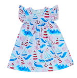 Nautical Milk Silk Flutter Dress - Great Lakes Kids Apparel LLC