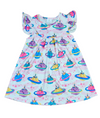 Unicorn Planets Milk Silk Flutter Dress - Great Lakes Kids Apparel LLC